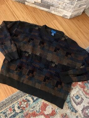 Towncraft XL Blue Label Crewneck Sweater in Multi-Color Pattern